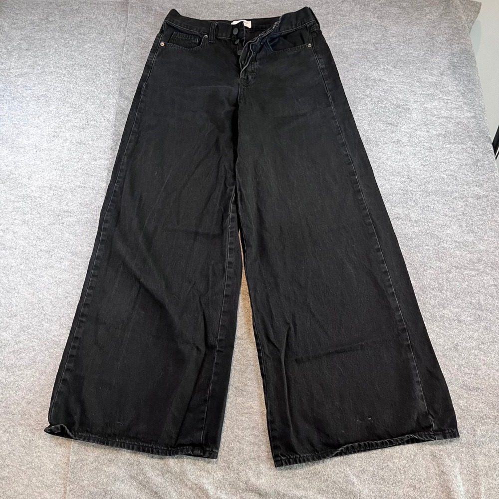 Universal Thread Womens Super Wide Leg Black Jean 6R Grunge Streetwear Y2K 30x30